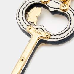 Pre Owned Prada Gold Tone Butterfly Key Leather Keychain