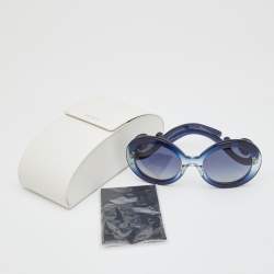 Prada Navy Blue/Blue SPR 27N Baroque Round Sunglasses