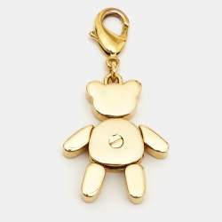 Pre Owned Prada Black Enamel Gold Tone Teddy Bear Bag Charm
