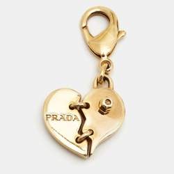 Prada Gold Tone Broken Heart Pendant Charm