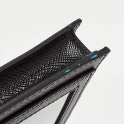 Pre Owned Prada Black Saffiano Metal Leather Logo Crossbody Phone Bag