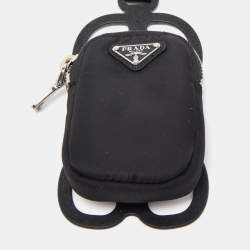 Prada Black Nylon and Rubber Smartphone Case Lanyard 