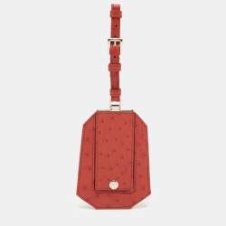 Prada Red Ostrich Luggage Name Tag