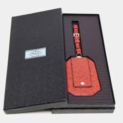 Prada Red Ostrich Luggage Name Tag