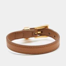 Prada Saffiano Leather Gold Tone Bracelet