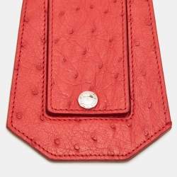 Prada Red Ostrich Leather Luggage Name Tag