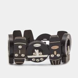 Prada Brown Wooden Face Motif Wrap Bracelet