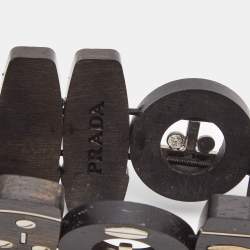 Prada Brown Wooden Face Motif Wrap Bracelet