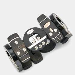 Prada Brown Wooden Face Motif Wrap Bracelet