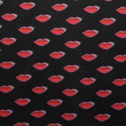 Prada Black Lips Printed Silk Square Scarf