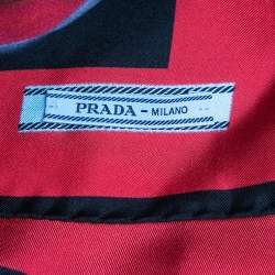 Prada Black Lips Printed Silk Square Scarf