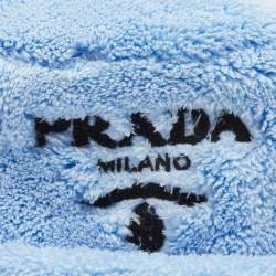 Prada Celeste Blue Terry Contrast Logo Embroidered Bucket Hat M
