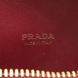Pre Owned Prada Red Saffiano Leather Phone Case Crossbody Bag