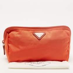 Prada Orange Nylon Cosmetic Pouch