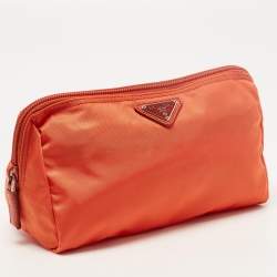 Prada Orange Nylon Cosmetic Pouch