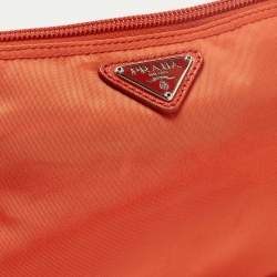 Prada Orange Nylon Cosmetic Pouch