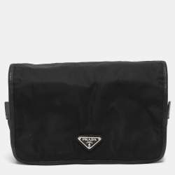 Prada Black Nylon and Leather Foldable Toiletry Pouch