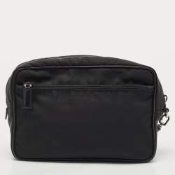 Pre Owned Prada Black Nylon Logo Cosmetic Pouch 