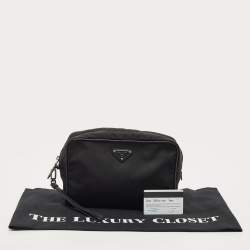 Pre Owned Prada Black Nylon Logo Cosmetic Pouch 