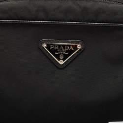 Pre Owned Prada Black Nylon Logo Cosmetic Pouch 