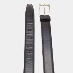 Prada Black Leather Buckle Belt 90CM