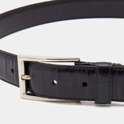 Prada Black Leather Buckle Belt 90CM