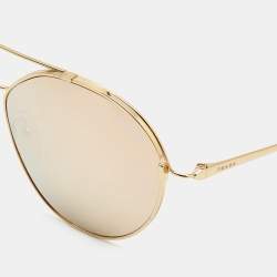 Prada Gold Mirrored Frame Round Sunglasses