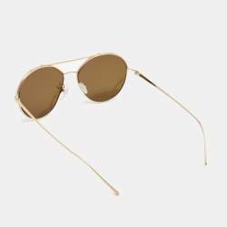 Prada Gold Mirrored Frame Round Sunglasses