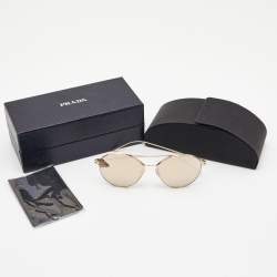 Prada Gold Mirrored Frame Round Sunglasses