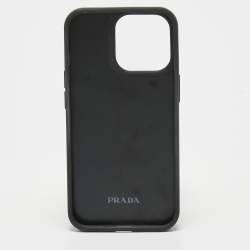 Prada Black/Silver Rubber Crystals Embellished iPhone 13 Pro Case
