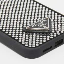 Prada Black/Silver Rubber Crystals Embellished iPhone 13 Pro Case