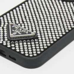 Prada Black/Silver Rubber Crystals Embellished iPhone 13 Pro Case