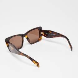 Prada Tortoise/Brown Acetate SPR 08Y Geometric Sunglasses