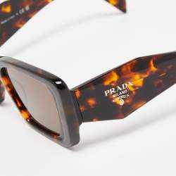 Prada Tortoise/Brown Acetate SPR 08Y Geometric Sunglasses