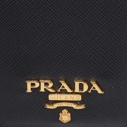 Pre Owned Prada Black Saffiano Leather ID Badge Holder