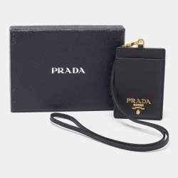 Pre Owned Prada Black Saffiano Leather ID Badge Holder