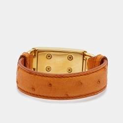 Prada Ostrich Leather Gold-Plated Bracelet
