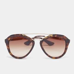 Prada Brown Tortoise Gradient SPR 12Q Aviator Sunglasses