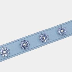 Prada Light Blue Saffiano Leather Crystals Embellished Shoulder Bag Strap