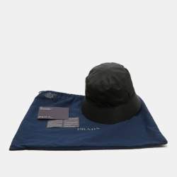 Prada Black Re-Nylon Triangle Logo Detail String Bucket Hat XL