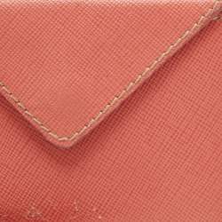 Prada Orange Saffiano Leather Badge Holder