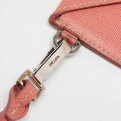 Prada Orange Saffiano Leather Badge Holder