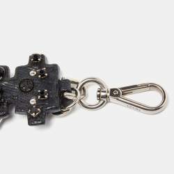 Prada Silver Tone Leather Robot Keychain Bag Charm