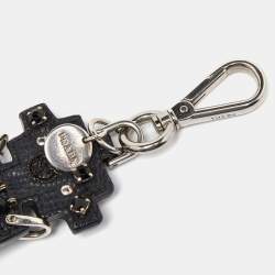 Prada Silver Tone Leather Robot Keychain Bag Charm