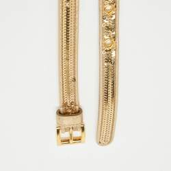 Prada Gold Sequins and Leather Slim Belt 80CM