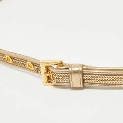 Prada Gold Sequins and Leather Slim Belt 80CM