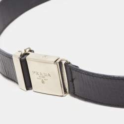 Pre Owned Prada Black Leather Buckle Belt 75CM 