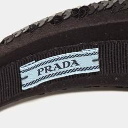 Prada Black Sequined Logo Detail Headband