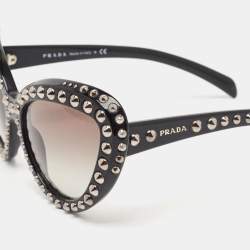 Prada Black Gradient Studded Ornate Cat-Eye Sunglasses