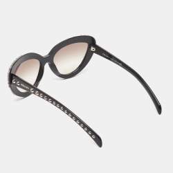 Prada Black Gradient Studded Ornate Cat-Eye Sunglasses